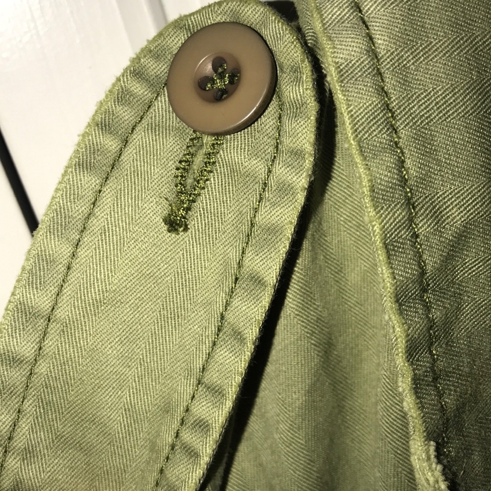 Free People Olive Green Jean Jacket with Floral Hem - Picture 4 of 6